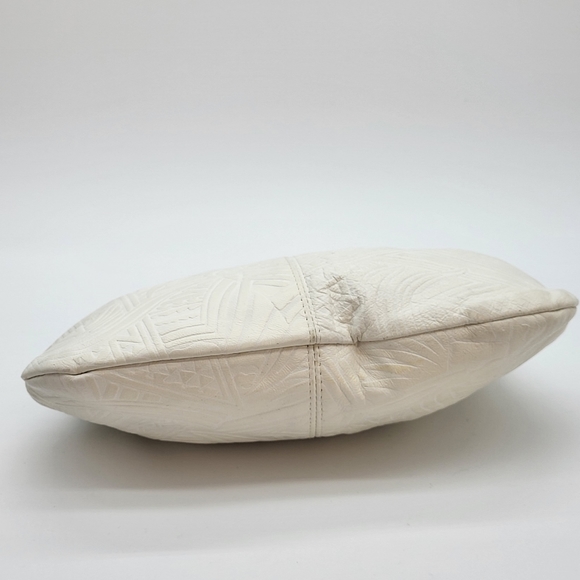 Vintage Eaton small white detailed leather kiss lock closure clutch purse - Picture 8 of 16